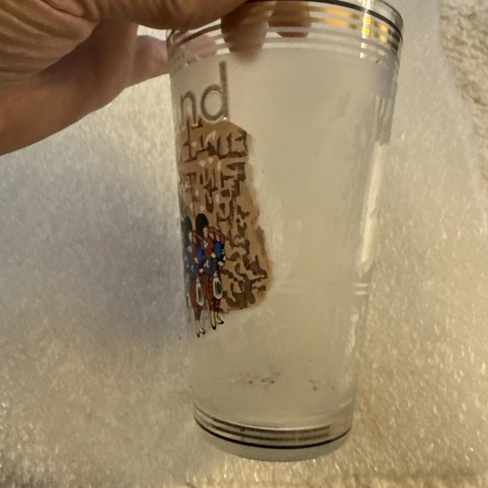 VTG Libbey Glass Tumbler Scottish Highlander Plaid Kilt 16 oz